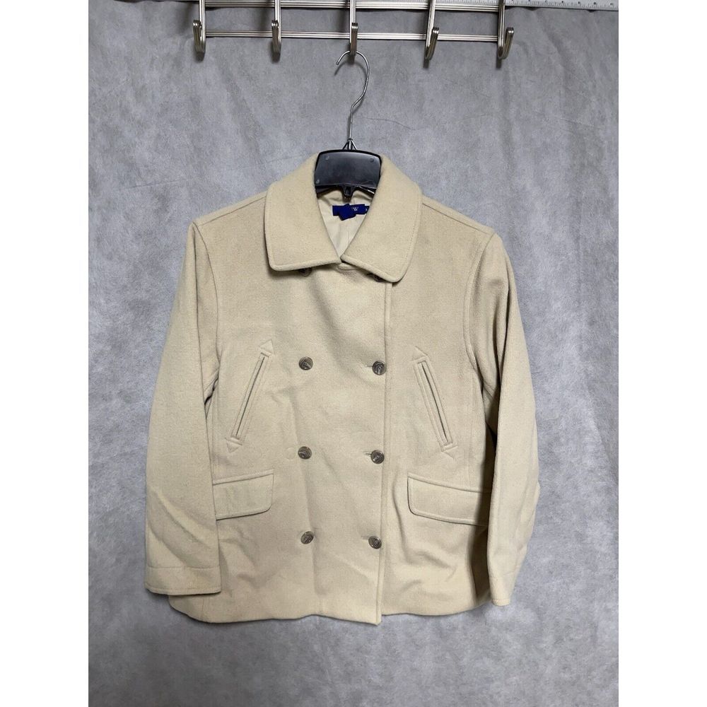 J Crew Pea Coat Women M Ivory Cashmere Wool Nylon Double Breasted Jacket‎ Luxury